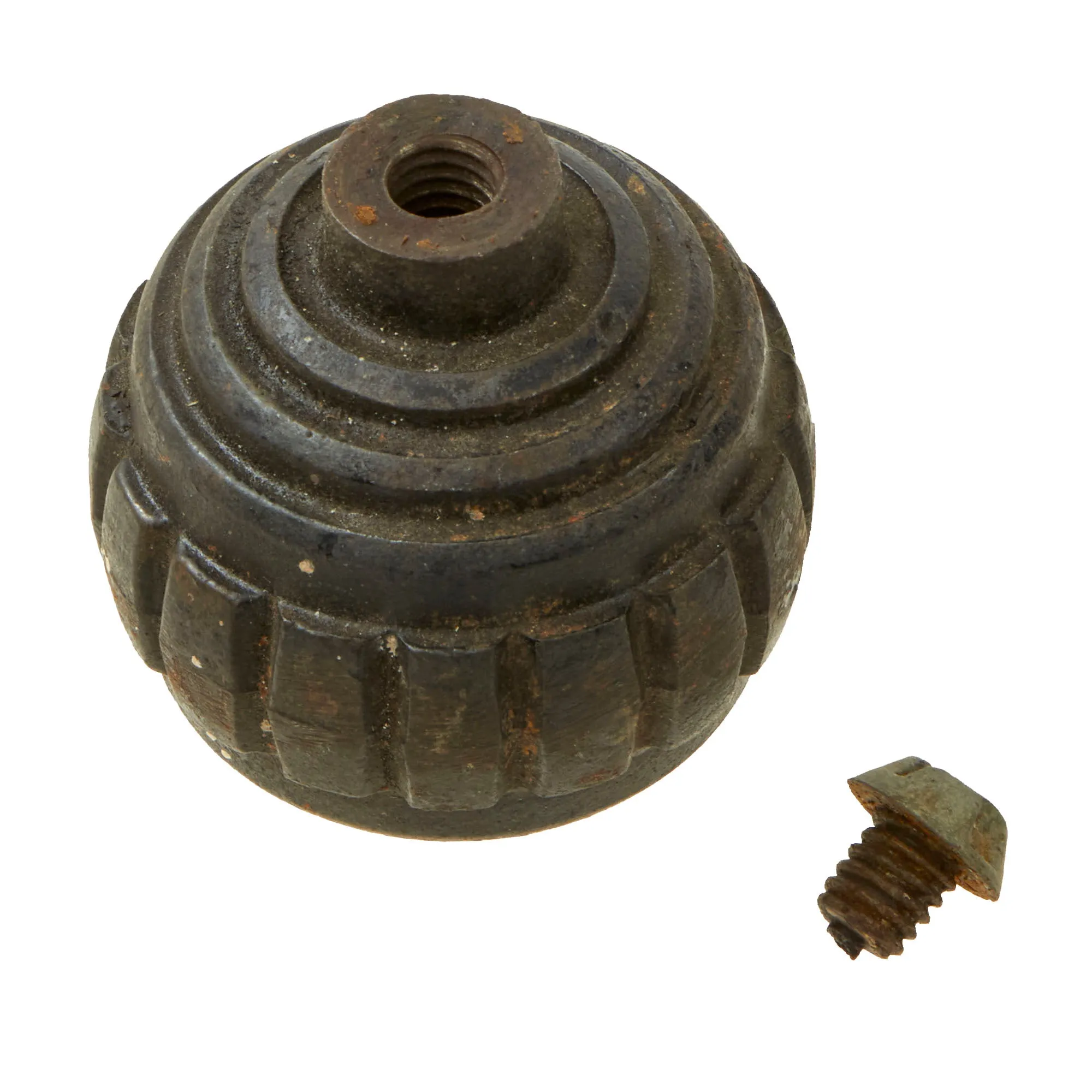 Original Imperial German WWI Model 1915 n/A Ball Hand Fragmentation Inert Grenade With Transit Plug - Kugelhandgranate