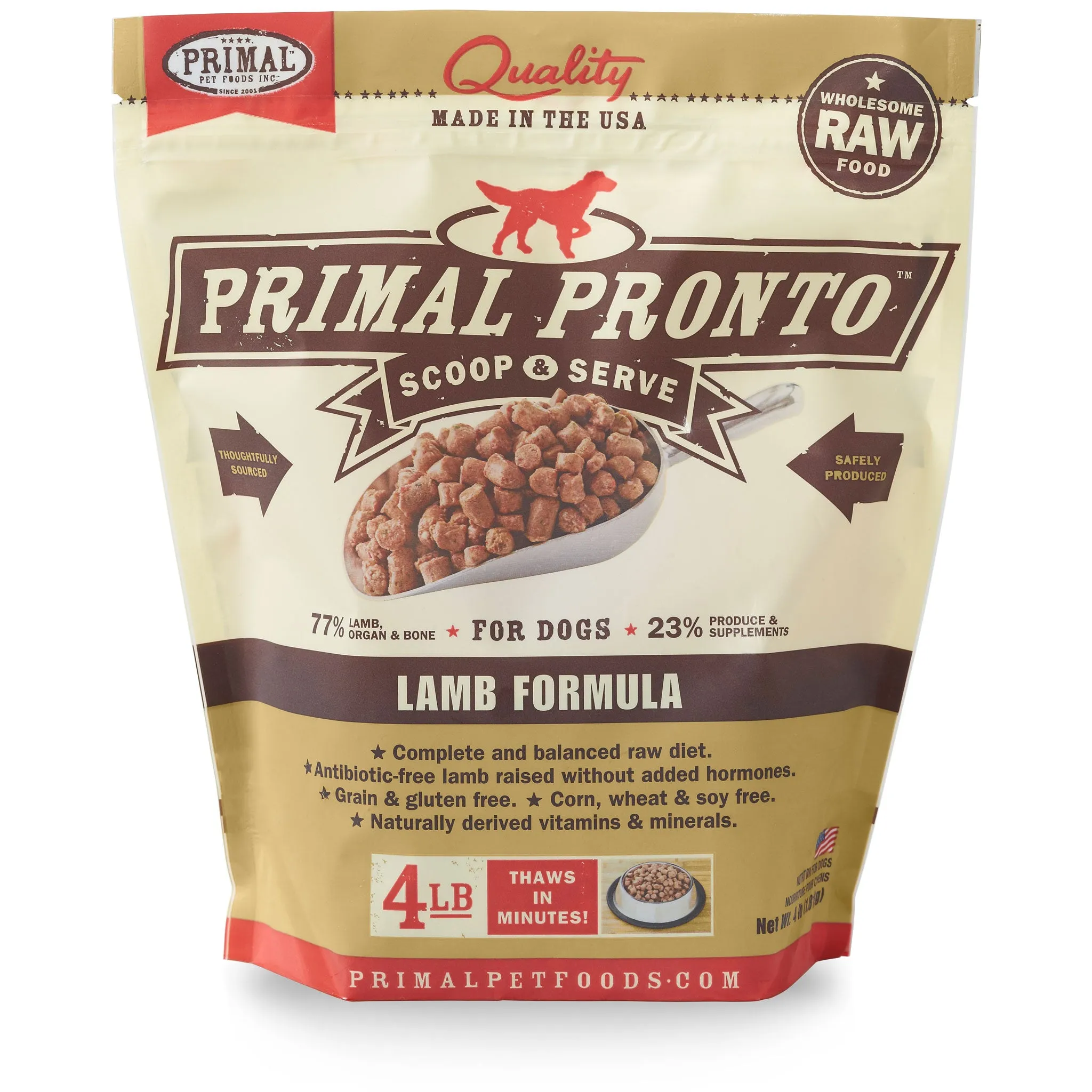 Primal Pronto Dog Lamb 4 lbs