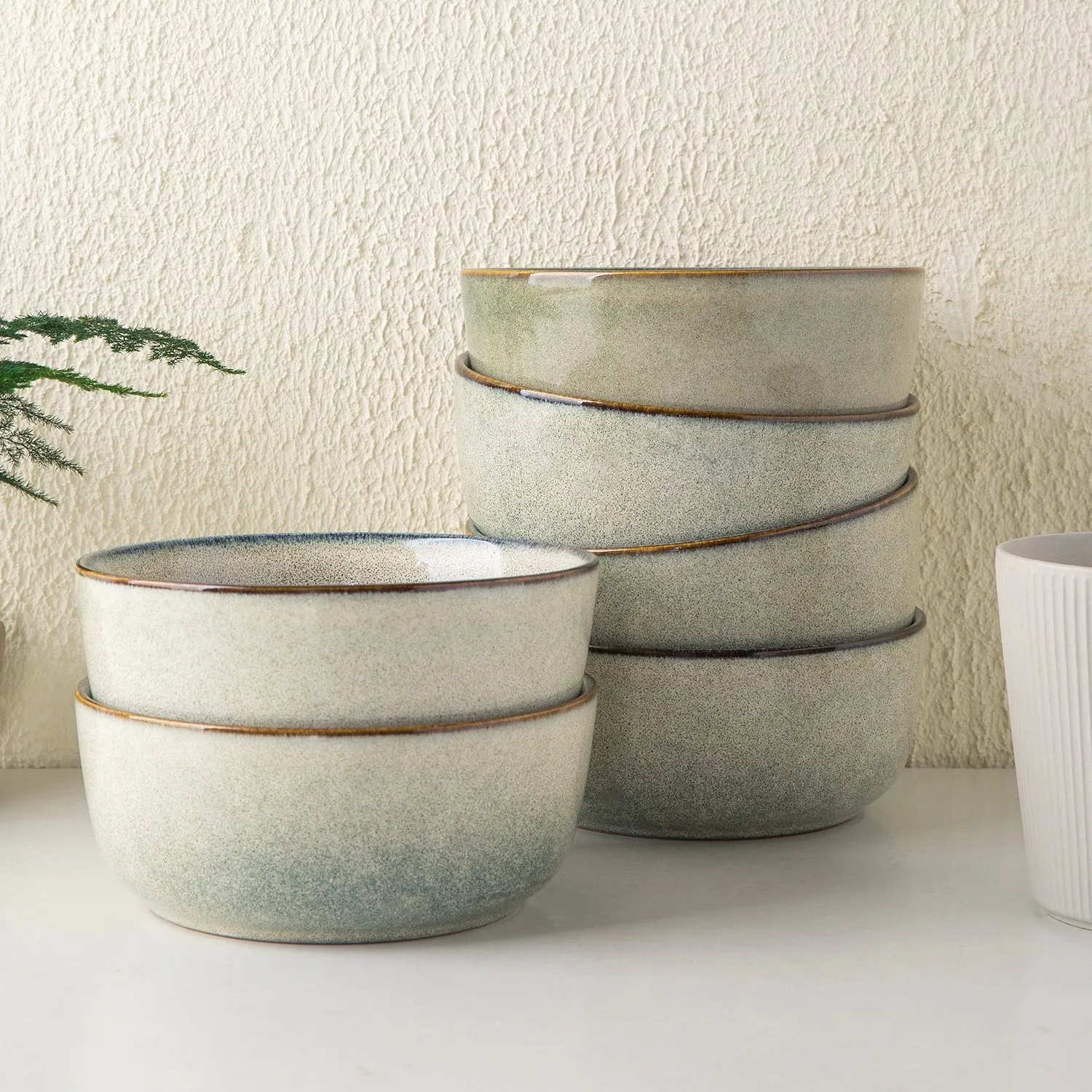 Reactive Glaze Cereal/ Soup/ Salad Bowls  26OZ Set of 6-ACB009