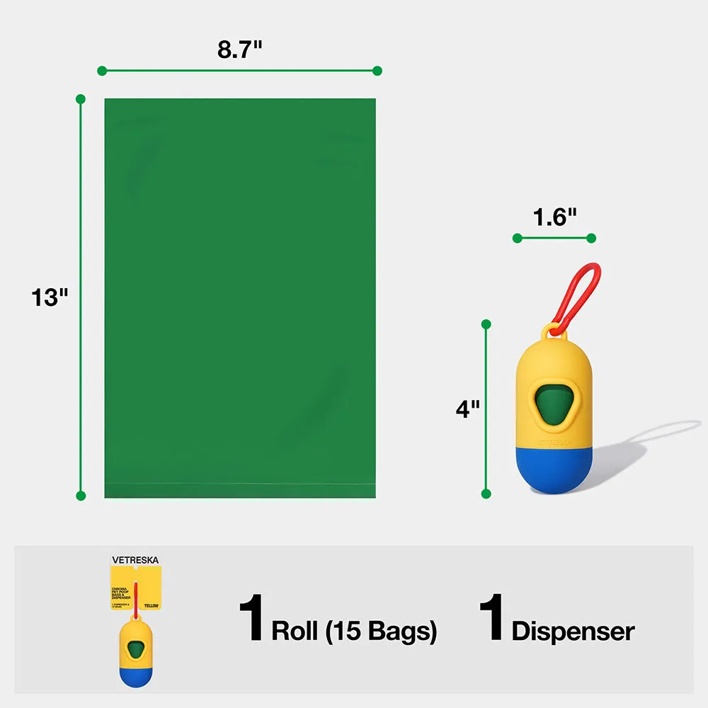 VETRESKA Chroma Dog Poop Bag Dispenser Set (Yellow)